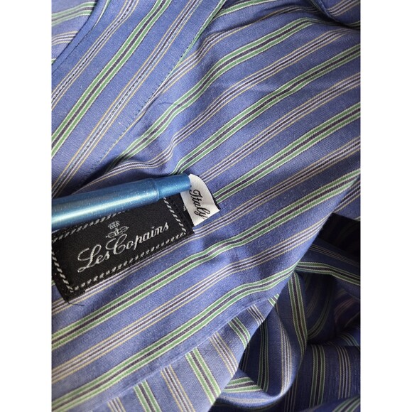 Les Copains Men 100% Cotton Striped Button Down Shirt Size 42 Made in Italy - Picture 9 of 11